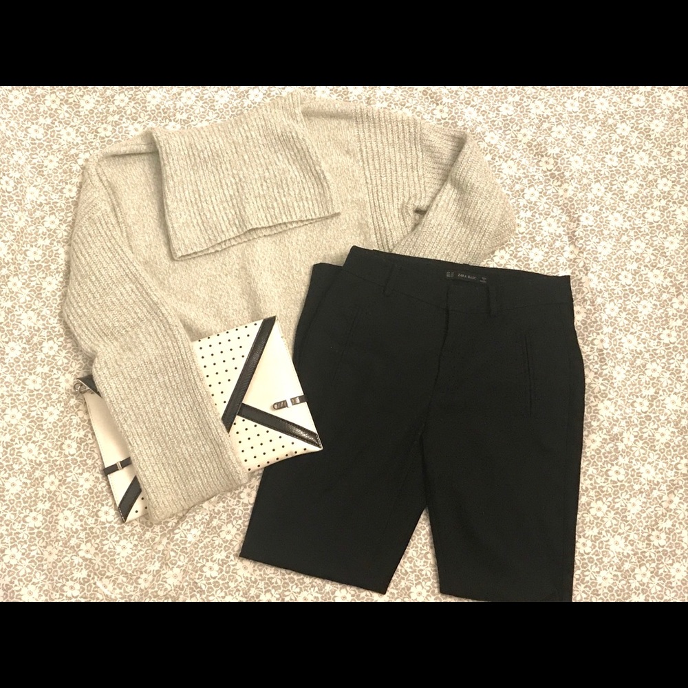Zara Basic Black Spotted Skinny Trousers (2)